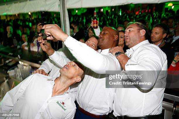 Heineken Rugby Legends Matt Dawson, John Smit, Jonah Lomu and Scott Quinnell open Rugby World Cup 2015 at Somerset House to celebrate Heineken's...