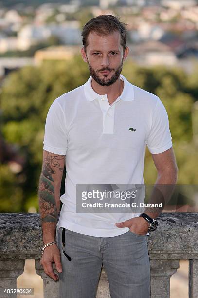 Nicolas Duvauchelle poses at a photocall for the movie 'Je Ne Suis Pas Un Salaud' during the 8th Angouleme French-Speaking Film Festival on August...