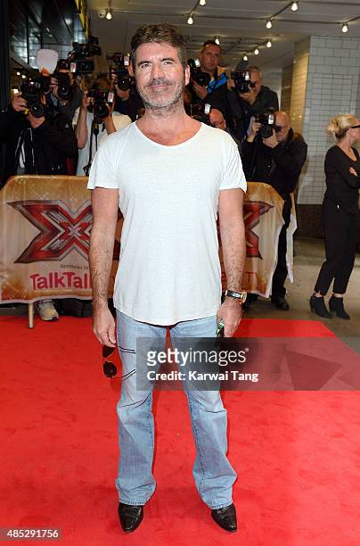 Simon Cowell attends the press launch of "The X Factor" at the Picturehouse Central on August 26, 2015 in London, England.