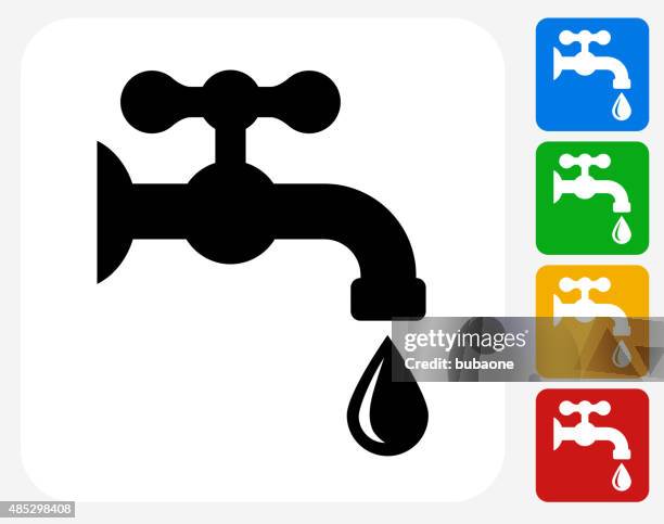water faucet icon flat graphic design - drinking water icon stock illustrations
