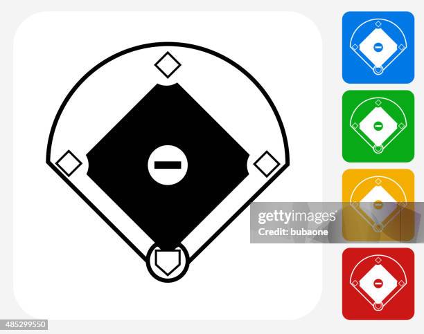 baseball field icon flat graphic design - position basse stock illustrations