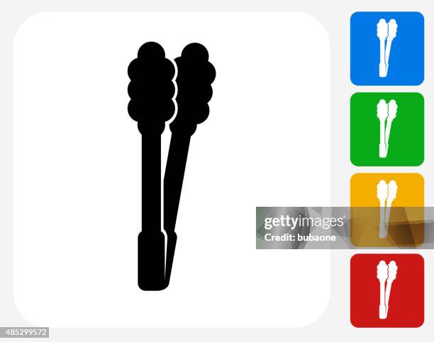 stockillustraties, clipart, cartoons en iconen met barbecue tongs icon flat graphic design - tang