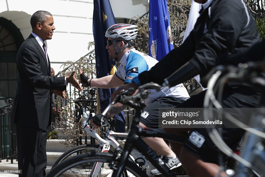 Obama And Biden Welcome Wounded Warrior Project Soldier Ride To White House