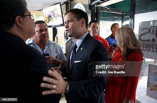Senator Marco Rubio interacts with people at an event to show support for the Venezuelan community at the El Arepazo 2 Restaurant on April 17, 2014...