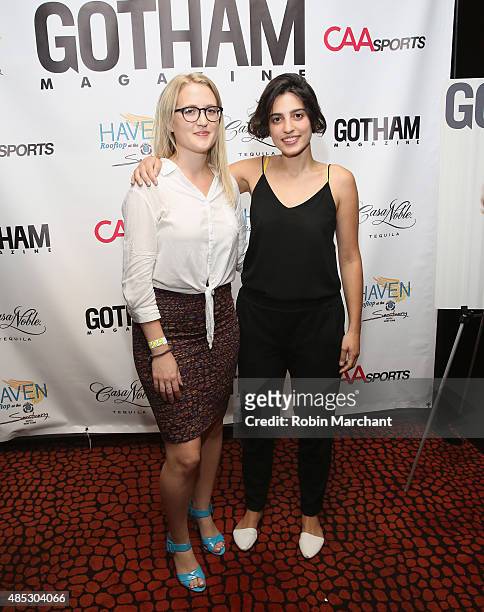 Mia Schmidt and Stella Xhiku attend the Gotham Magazine & CAA Sports Tennis Kick Off With Tomas on August 26, 2015 in New York City.