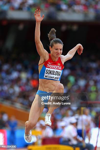 Elena Sokolova of Russia competes in the Women's Long Jump qualification during day six of the 15th IAAF World Athletics Championships Beijing 2015...