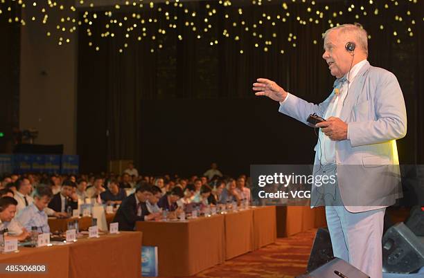 Jim Rogers, American businessman, investor and author, attends an economic forum on August 26, 2015 in Nanjing, Jiangsu Province of China.