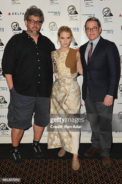 Writer/Director Neil LaBute, Actress Alice Eve and Actor Matthew Broderick attend The Friars Club Presents An Evening With "Dirty Weekend" at The...