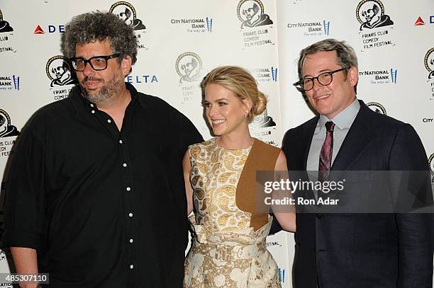 Writer/Director Neil LaBute, Actress Alice Eve and Actor Matthew Broderick attend The Friars Club Presents An Evening With "Dirty Weekend" at The...