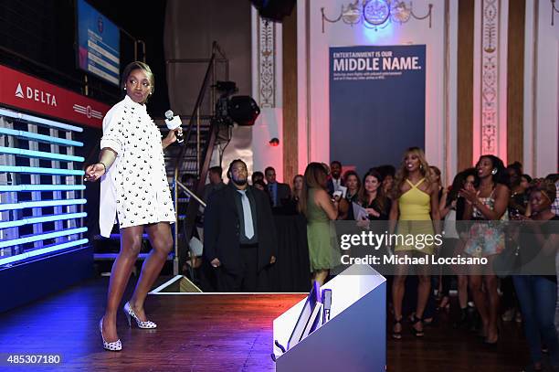 Estelle attends the 2nd Annual Delta OPEN Mic With Serena Williams at Arena on August 26, 2015 in New York City.