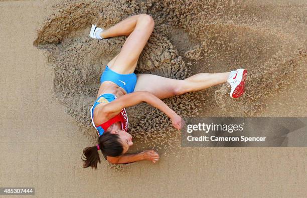 Elena Sokolova of Russia competes in the Women's Long Jump qualification during day six of the 15th IAAF World Athletics Championships Beijing 2015...