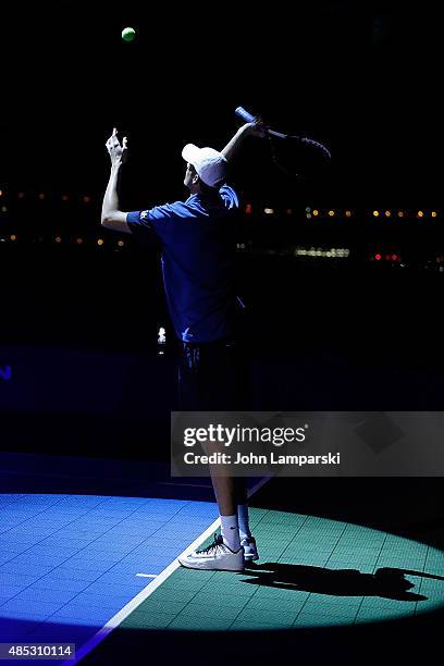 Tennis Player John Isner partecipate in the 2015 American Express Rally On the River at Pier 97 on August 26, 2015 in New York City.