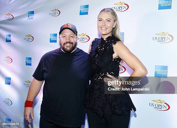 Actor Kevin James and tennis player Maria Sharapova attends 2015 American Express Rally On the River at Pier 97 on August 26, 2015 in New York City.