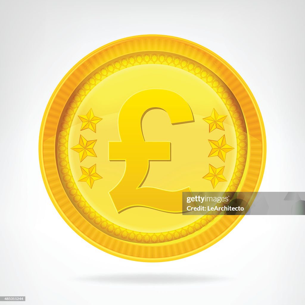 Pound Object Pound Coin Golden Currency Object Isolated High-Res Vector Graphic ...