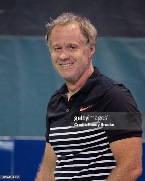 Patrick McEnroe during his doubles Johnny Mac Tennis Project 2015 Benefit Match at Randall's Island on August 26, 2015 in New York City.