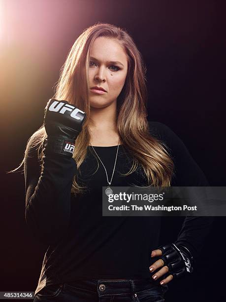 Bantamweight champion fighter Ronda Rousey poses for a portrait on February 18 at the Glendale Fighting Club in Glendale, California. Rousey will...