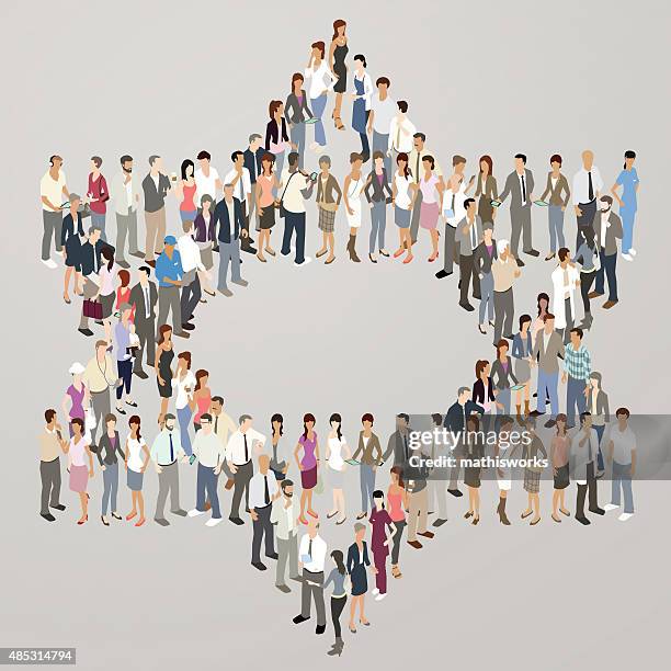 stockillustraties, clipart, cartoons en iconen met people forming star of david - diaspora