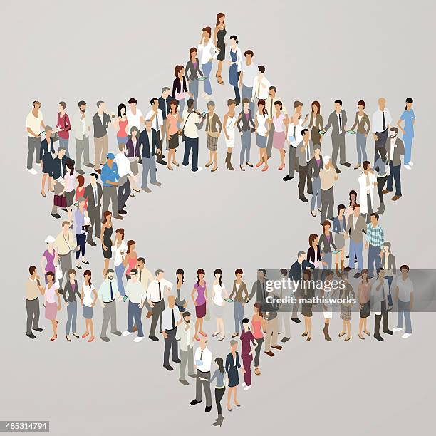 stockillustraties, clipart, cartoons en iconen met people forming star of david - jewish people