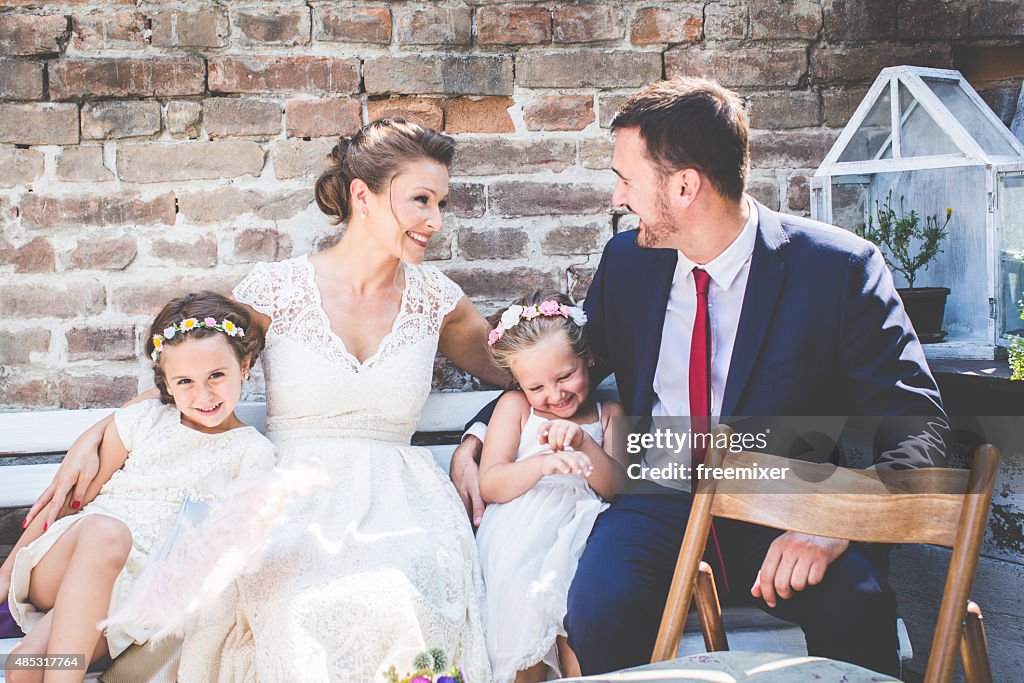 Happy family at wedding day