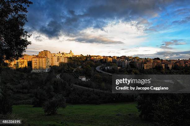 macerata city at sundown - jacopo caggiano stock pictures, royalty-free photos & images