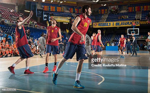 Alejandro Abrines, #10 of FC Barcelona warming up before the Turkish Airlines Euroleague Basketball Play Off Game 2 between FC Barcelona Regal v...