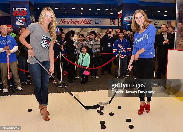 Hannah Ferguson and Jessica Perez attend the "Final Shave" Event To Launch The 2014 Rangers Beard-A-Thon at Rangerstown Hockey House on April 17,...