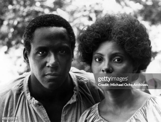 Richard Roundtree plays the enslaved man who brings love fleetingly into the life of Leslie Uggams in the 6th segment of the TV miniseries "Roots"...