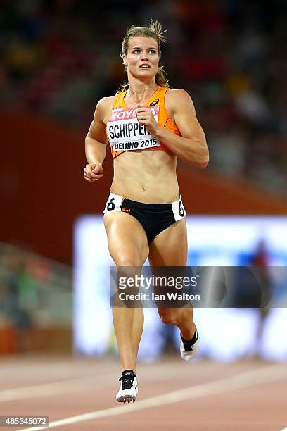 Dafne Schippers of the Netherlands competes in the Women's 200 metres semi-final during day six of the 15th IAAF World Athletics Championships...