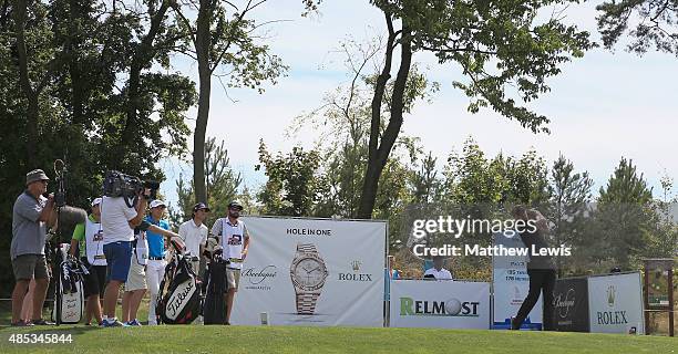 Garrick Porteous of England tees off on the 7th hole during day one of the D+D Real Czech Masters at Albatross Golf Resort on August 27, 2015 in...