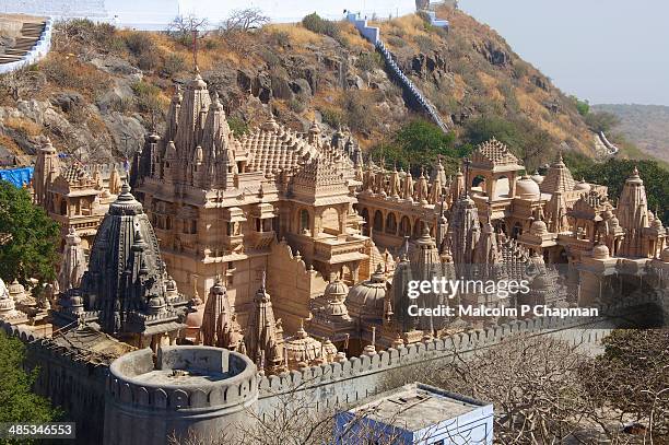 mount shatrunjaya, palitana, gujarat. jain temples - palitana foto e immagini stock