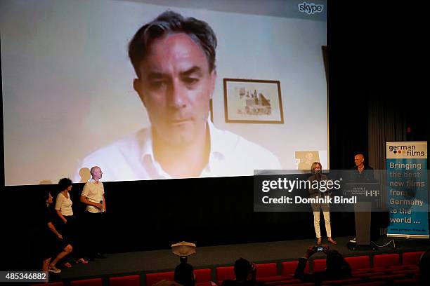 Giulio Ricciarelli, Sabine Lamby, Elisabeth Bartel, Jakob Claussen, Dagmar Hirtz and Peter Herrmann attend the presentation of the Movie Im Labyrinth...