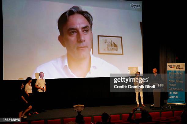 Giulio Ricciarelli, Sabine Lamby, Elisabeth Bartel, Jakob Claussen, Dagmar Hirtz and Peter Herrmann attend the presentation of the Movie Im Labyrinth...