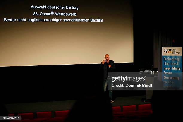 Peter Herrmann attends the presentation of the Movie Im Labyrinth des Schweigens of the German film nominee for the Academy Awards 2016 in the...