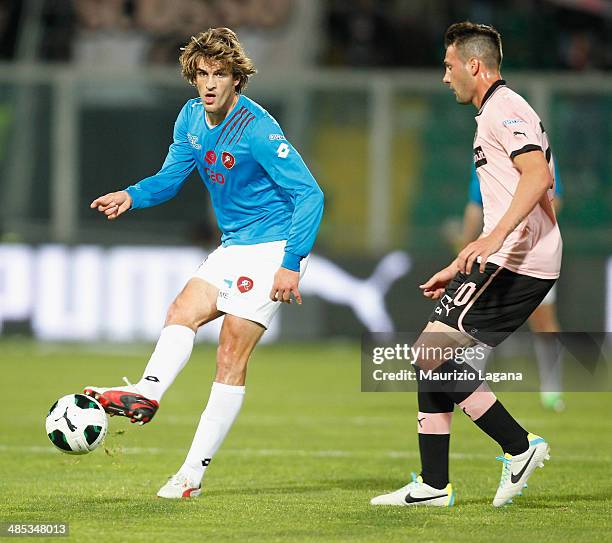 Alessandro Sbaffo of Reggina during the Serie B match between US Citta di Palermo and Reggina Calcio at Stadio Renzo Barbera on April 17, 2014 in...