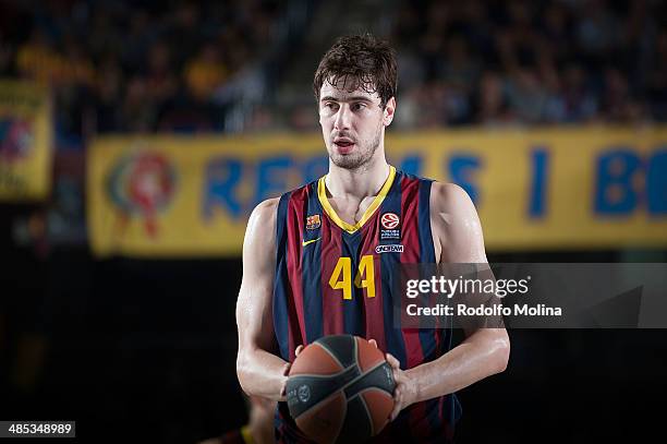 Ante Tomic, #44 of FC Barcelona in action during the Turkish Airlines Euroleague Basketball Play Off Game 2 between FC Barcelona Regal v Galatasaray...