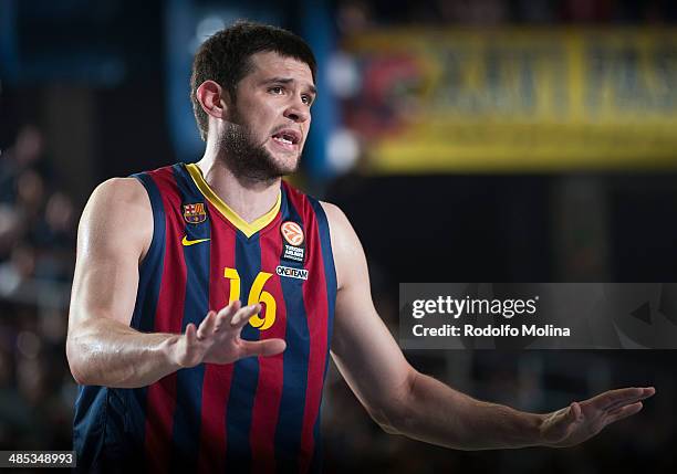 Kostas Papanikolau, #16 of FC Barcelona in action during the Turkish Airlines Euroleague Basketball Play Off Game 2 between FC Barcelona Regal v...