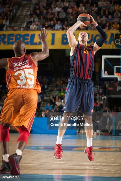 Maciej Lampe, #30 of FC Barcelona in action during the Turkish Airlines Euroleague Basketball Play Off Game 2 between FC Barcelona Regal v...