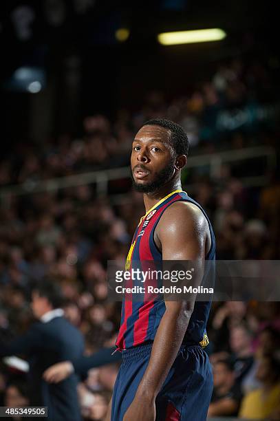 Jacob Pullen, #00 of FC Barcelona in action during the Turkish Airlines Euroleague Basketball Play Off Game 2 between FC Barcelona Regal v...