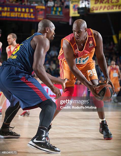 Erwin Dudley, #35 of Galatasaray Liv Hospital Istanbul in action during the Turkish Airlines Euroleague Basketball Play Off Game 2 between FC...