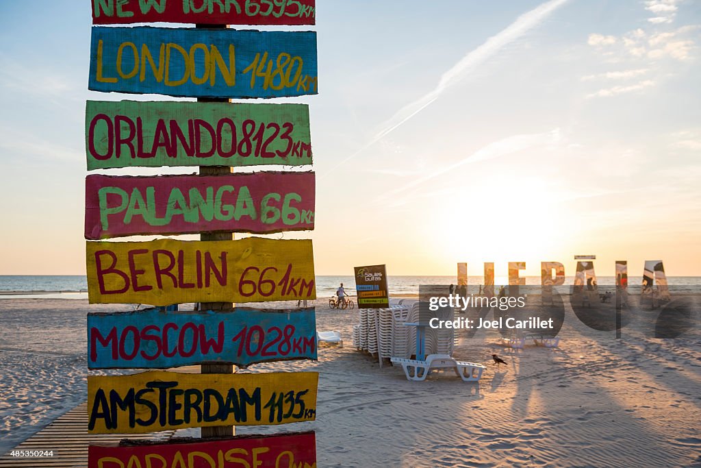 Distances to cities from the beach Liepaja, Latvia