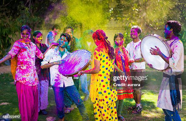 holi festival in india - rajasthan dance stock pictures, royalty-free photos & images