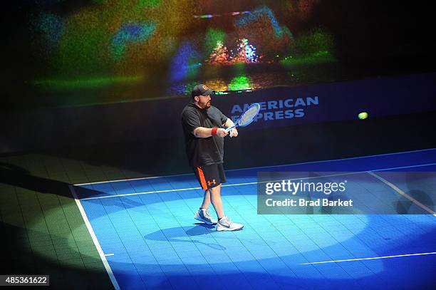 Kevin James plays tennis at Rally On The River presented by American Express, featuring Maria Sharapova, John Isner, Monica Puig and DJ Set By...