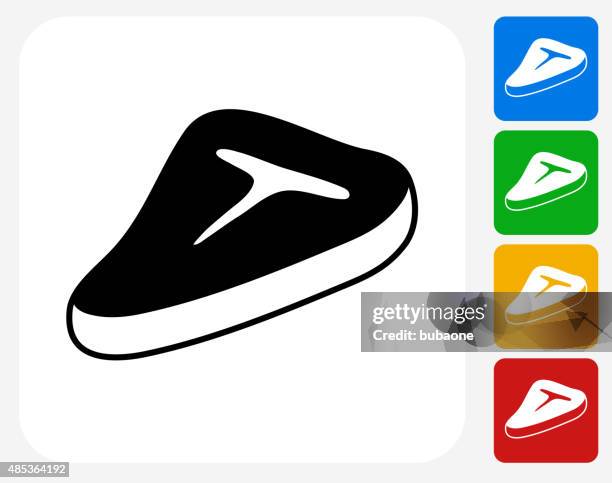meat stake icon flat graphic design - cooked steak white background stock illustrations