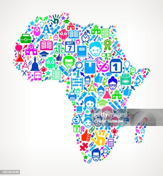 africa on school and education icon pattern - child computer learning stock illustrations
