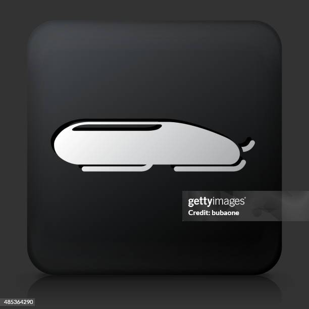 black square button with bobsleigh - bobsleigh run stock illustrations