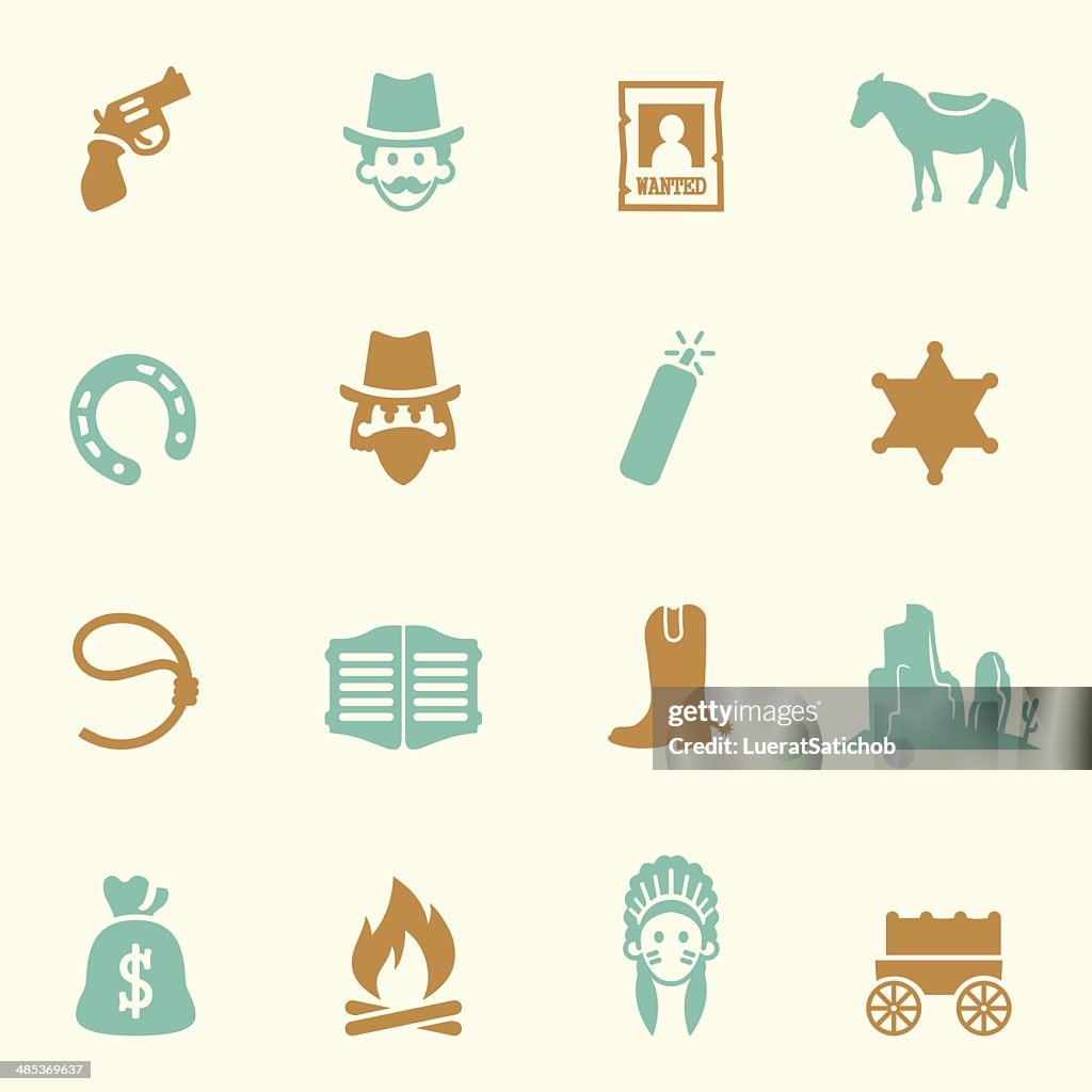 Cowboy Icons Color Series| EPS10