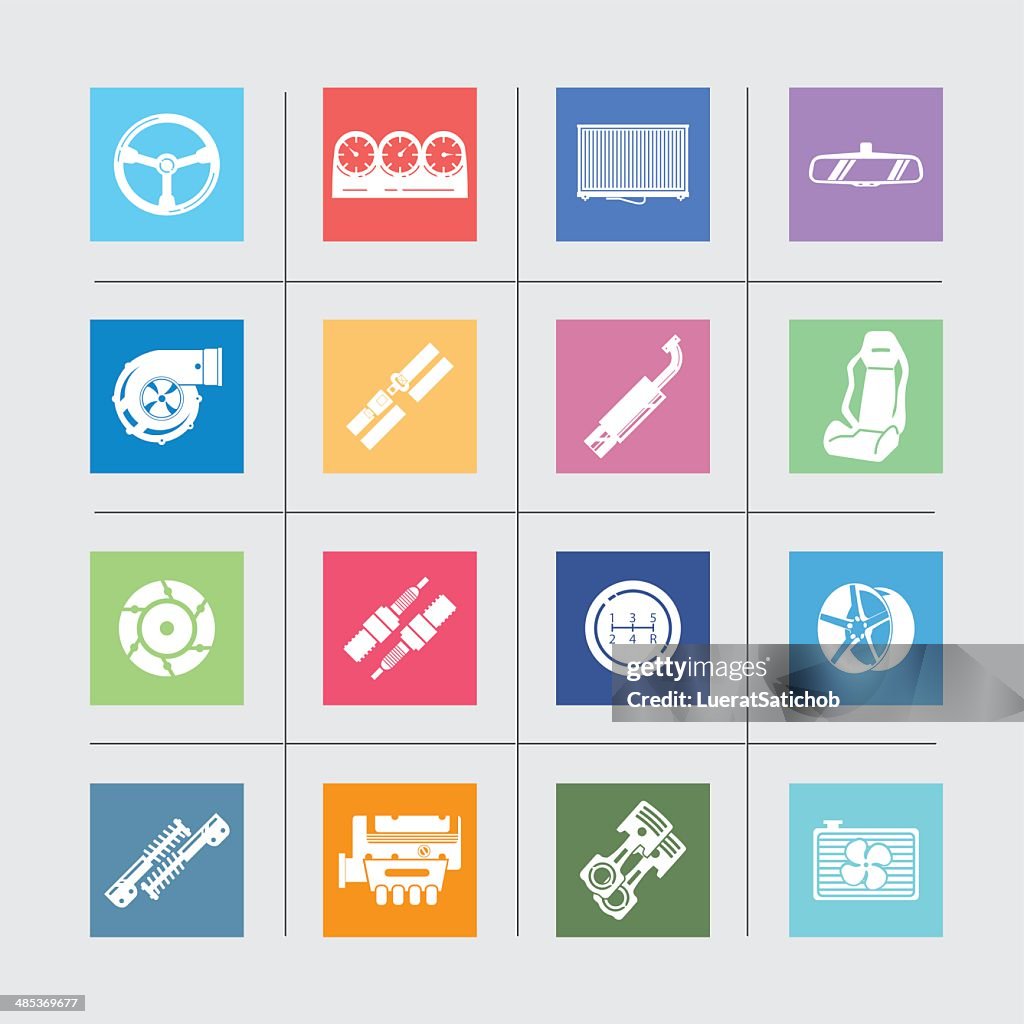 Car parts icons Color harmony | EPS10