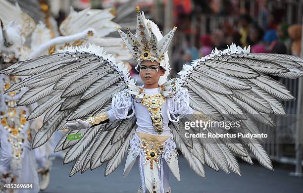 Model wears Pegasus outfit as part of Kids Carnival during 14th Jember Fashion Carnival on August 27, 2015 in Jember, Indonesia. The 14th Jember...