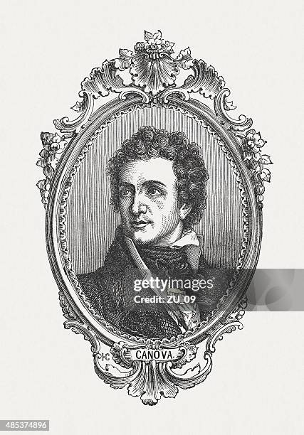 antonio canova, italian sculptor of classicism, published in 1878 - rococo style stock illustrations
