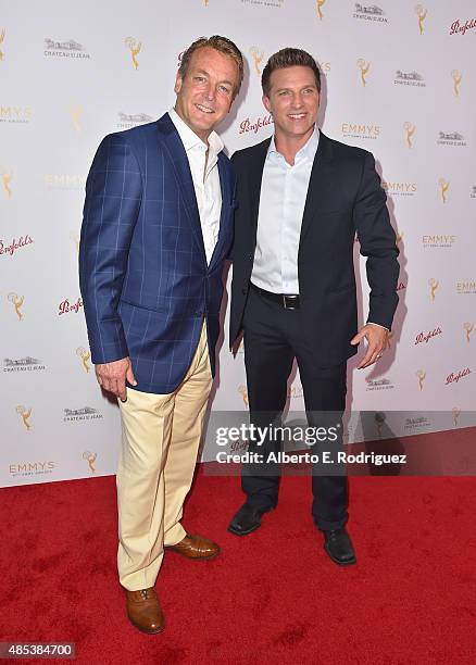 Actosr Doug Davidson and Steve Burton attend a cocktail reception hosted by the Academy of Television Arts & Sciences celebrating the Daytime Peer...